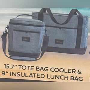 Bella Russo 15.7 Tote Bag Cooler & 9 In Insulated Lunch Bag Set Picnic Vacation